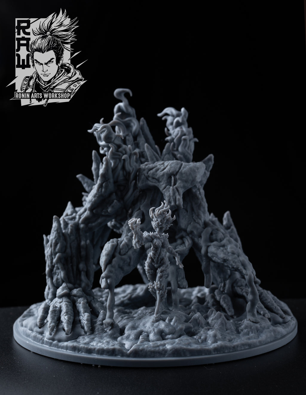 Resin Miniature - Fire Golem + Fire Elemental Combo