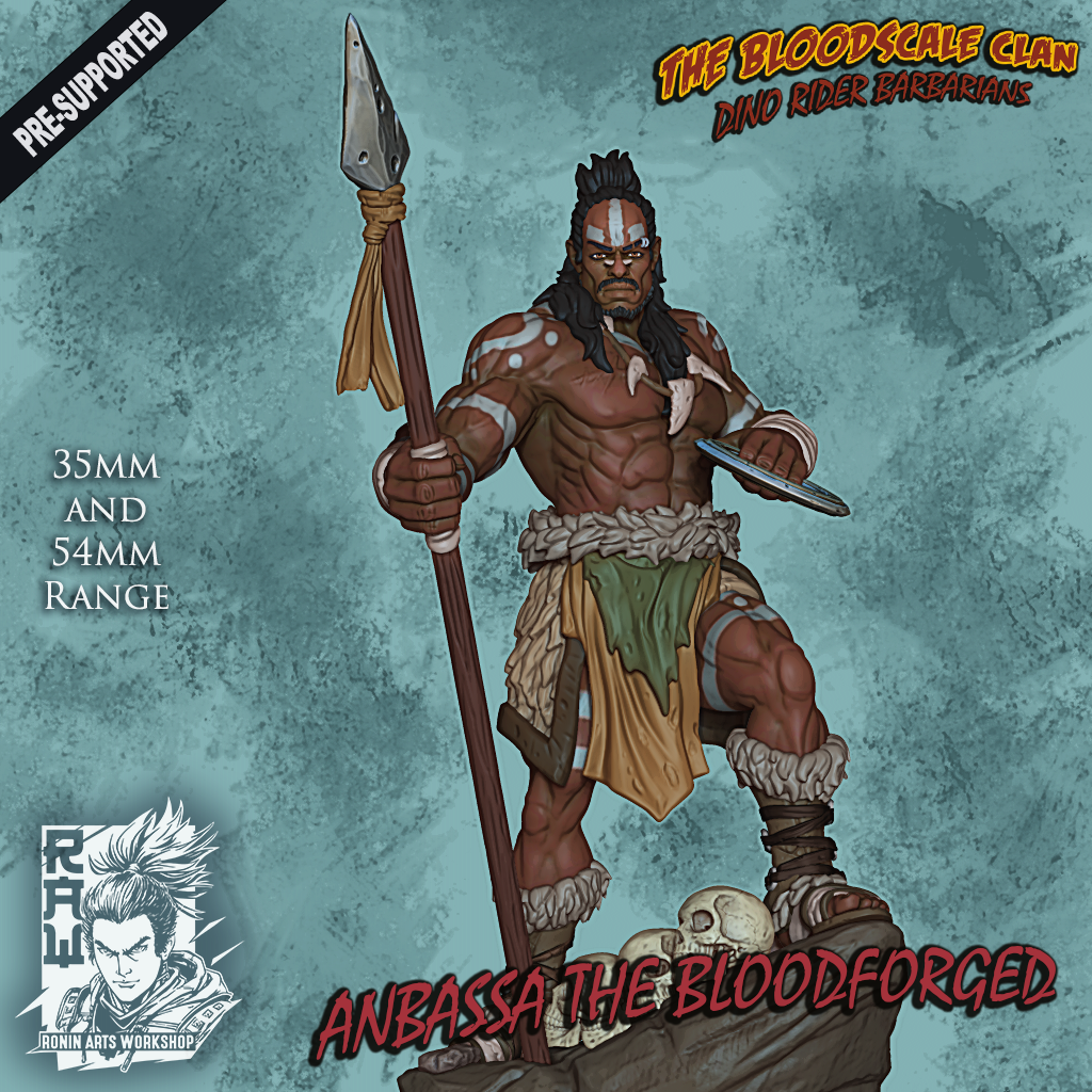 Resin Miniature - Anbassa The Bloodforged - Human Barbarian