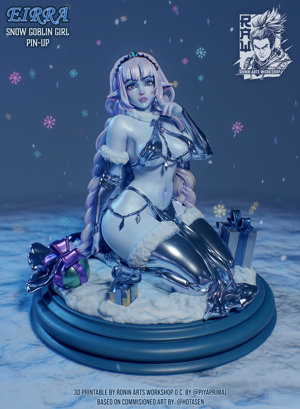 Resin Miniature - Snow Goblin Girl Pin-Up