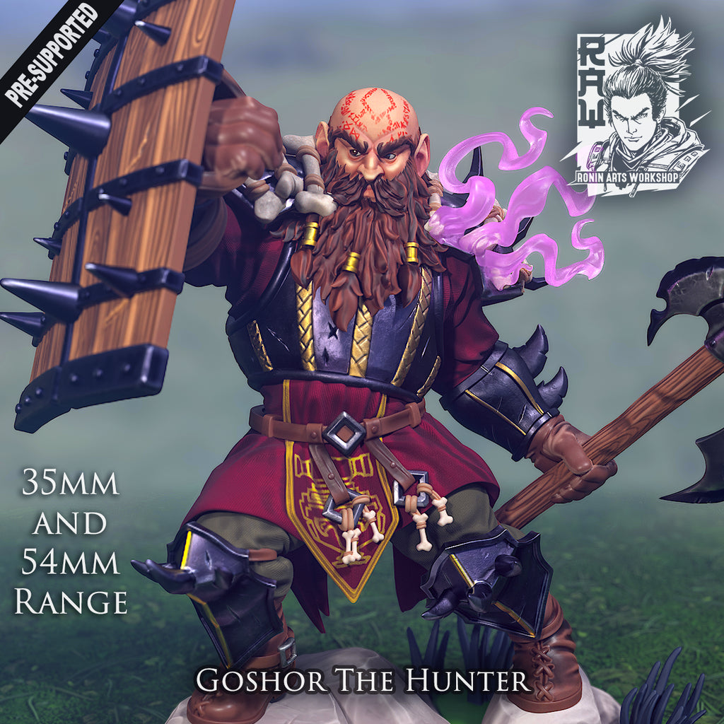 Resin Miniature - Goshor The Demon Hunter - Warrior Dwarf