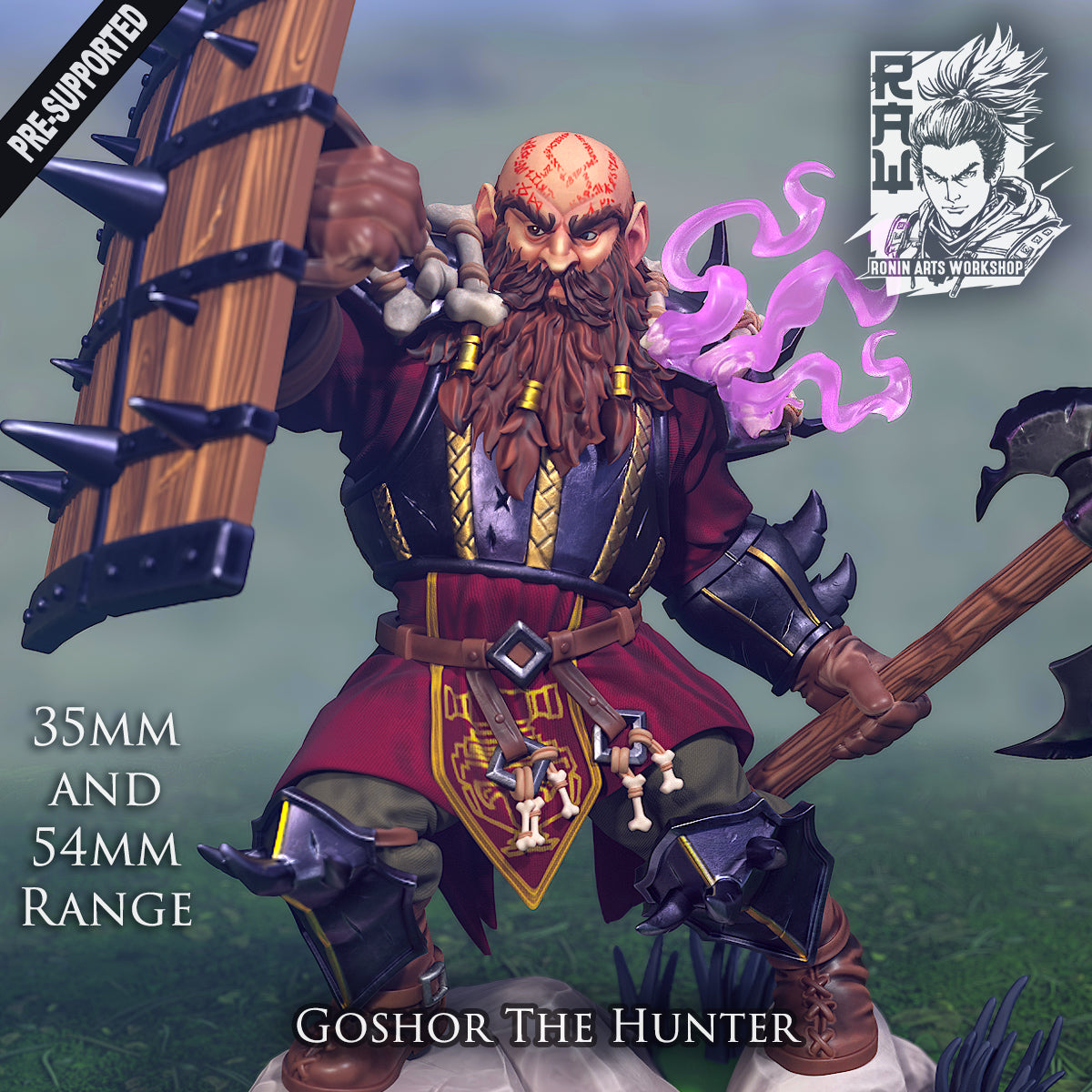 Resin Miniature - Goshor The Demon Hunter - Warrior Dwarf