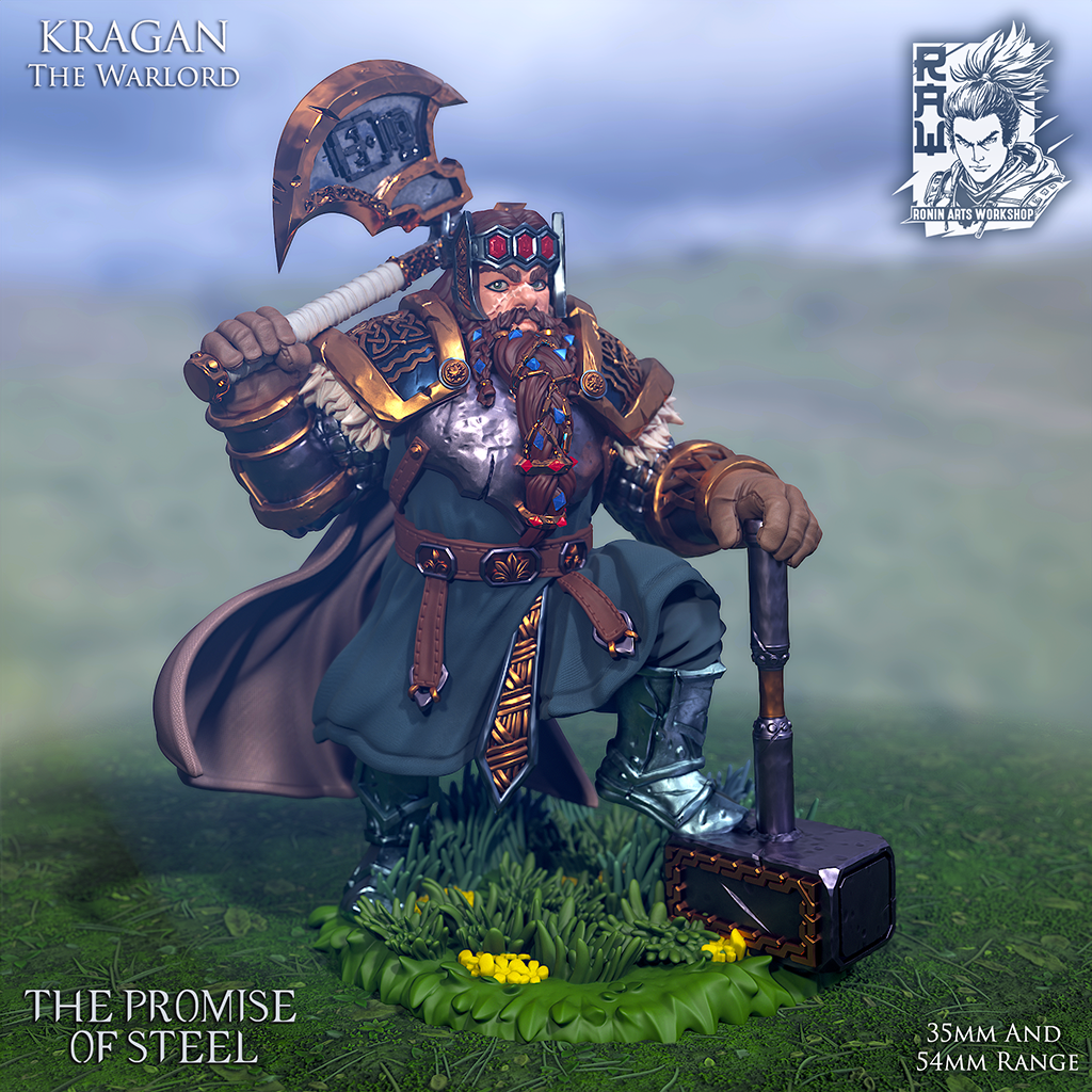 Resin Miniature - Kragan The Warlord - Warrior King Dwarf