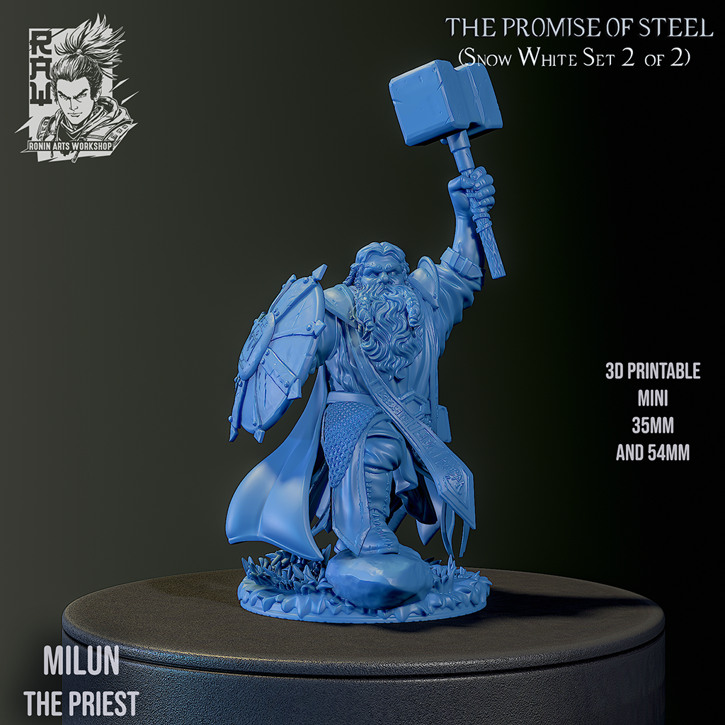 Resin Miniature - Milun The Priest - Cleric Dwarf
