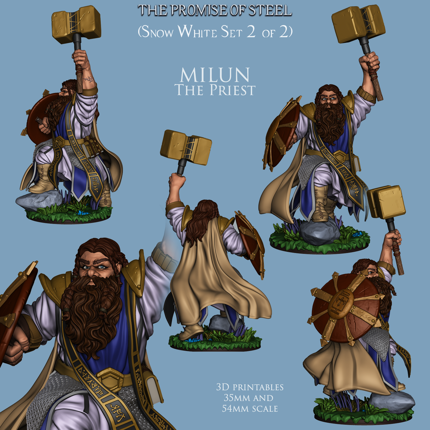 Resin Miniature - Milun The Priest - Cleric Dwarf