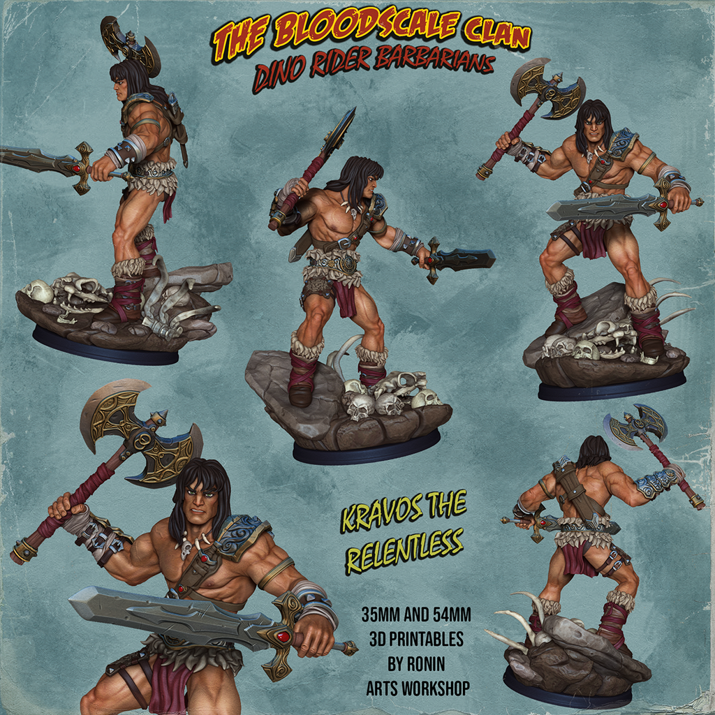 Resin Miniature - Kravos The Relentless - Human Barbarian