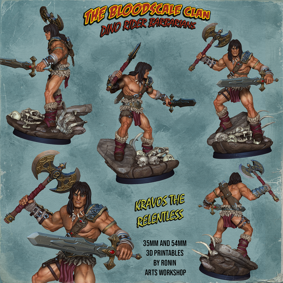 Resin Miniature - Kravos The Relentless - Human Barbarian