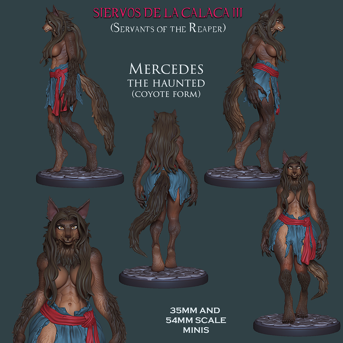 Resin Miniature - Mercedes The Haunted - Dual Form Peasant (Were-Coyote)