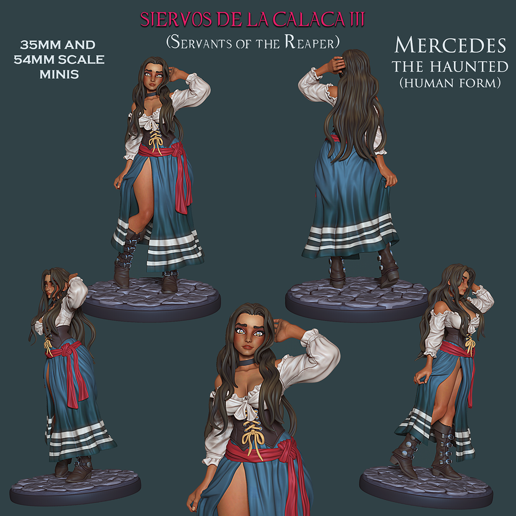 Resin Miniature - Mercedes The Haunted - Dual Form Peasant (Were-Coyote)