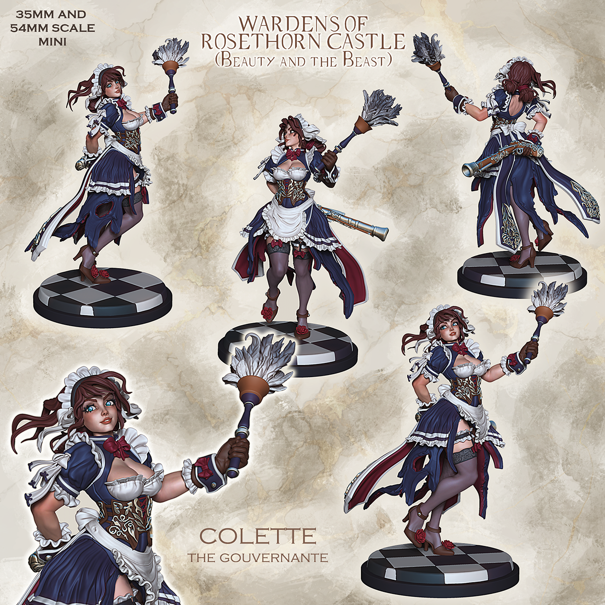 Resin Miniature - Colette the gouvernante - Head Maid of Castle Rosethorne