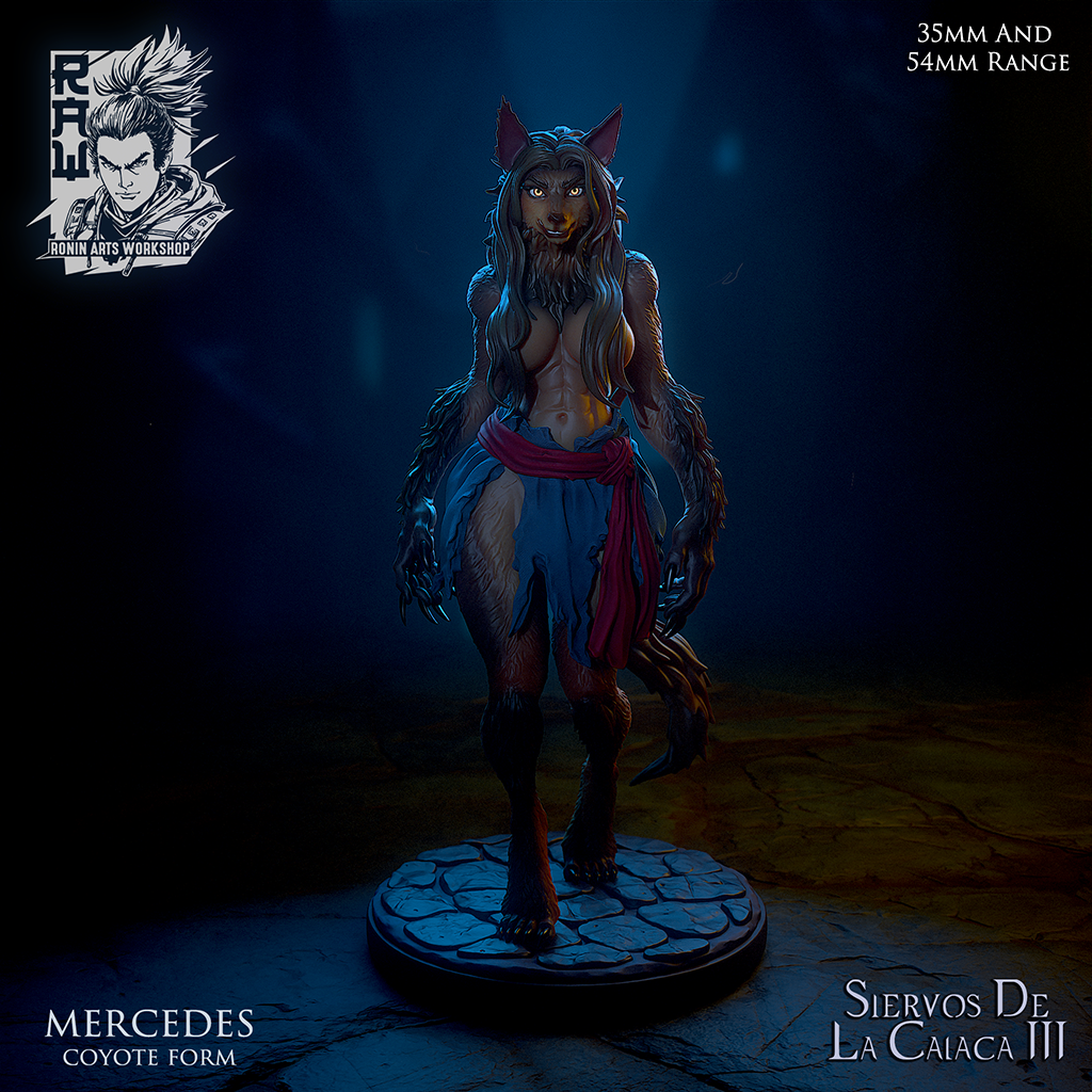 Resin Miniature - Mercedes The Haunted - Dual Form Peasant (Were-Coyote)