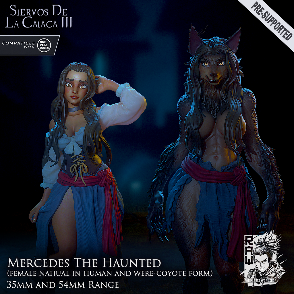 Resin Miniature - Mercedes The Haunted - Dual Form Peasant (Were-Coyote)