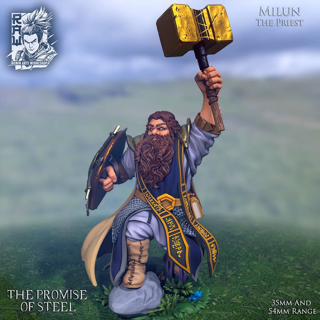 Resin Miniature - Milun The Priest - Cleric Dwarf