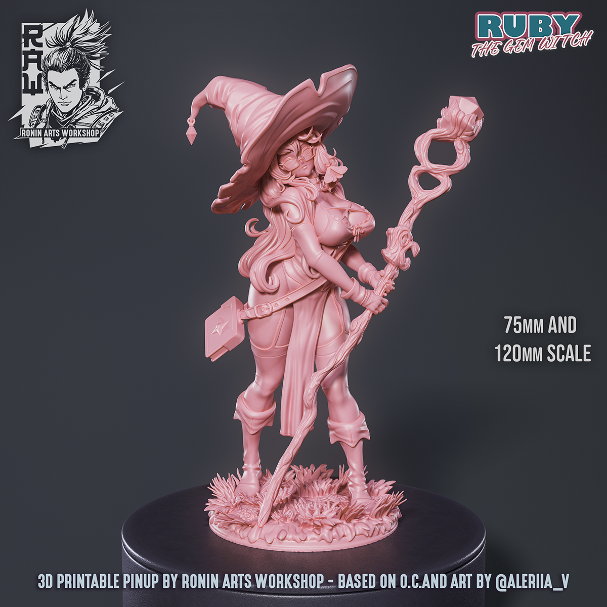 Resin Miniature - Ruby The Gem Witch - Sexy Witch PinUp