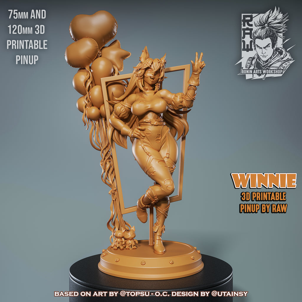 Resin Miniature - Winnie - Catgirl PinUp