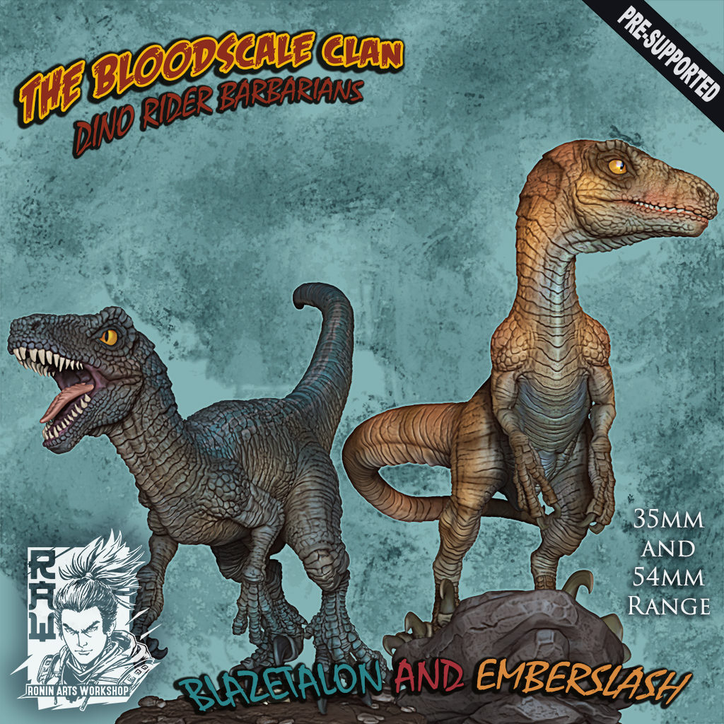 Resin Miniature - Blazetalon and Emberslash - Velociraptors