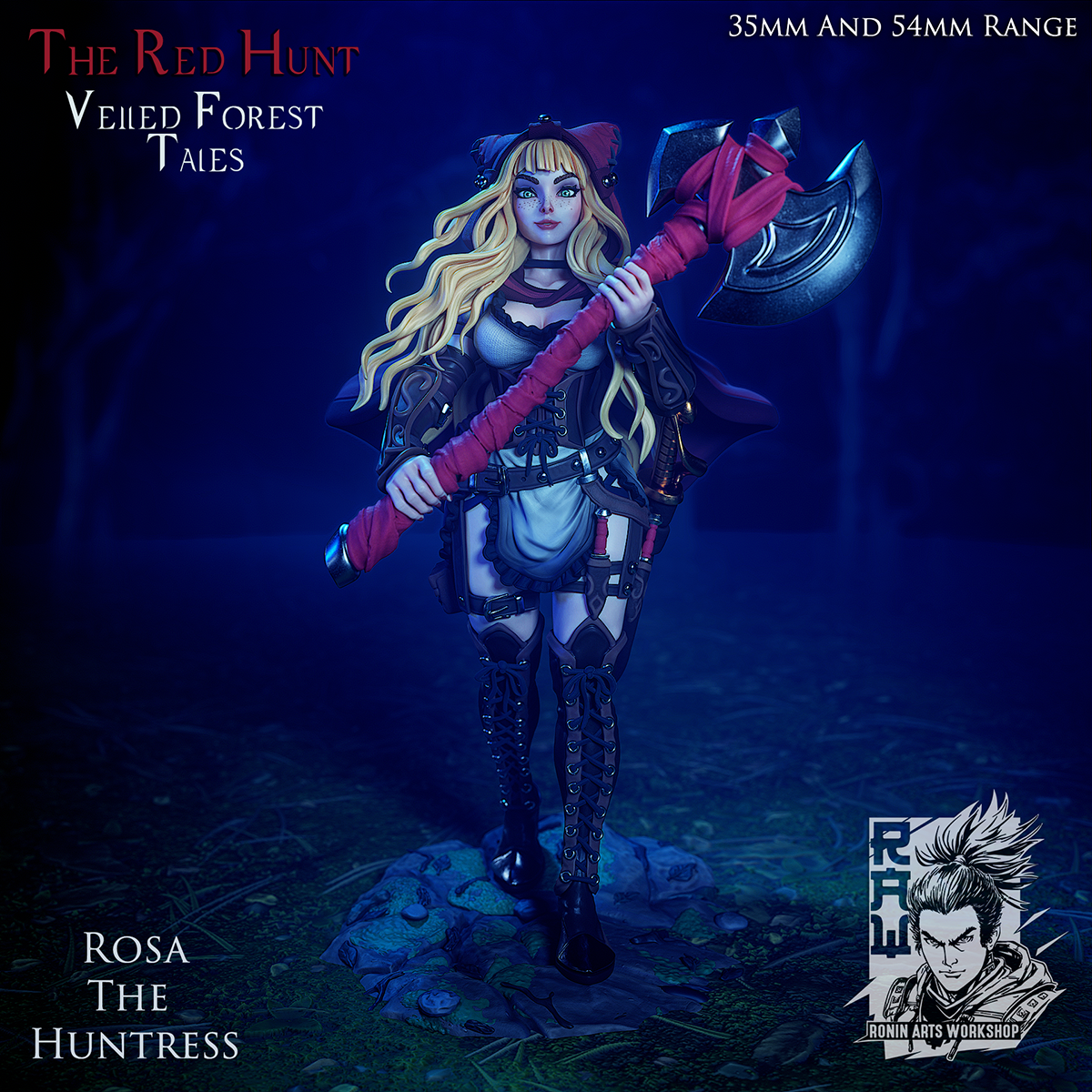 Resin Miniature - Rosa The Huntress (Red Riding Hood)