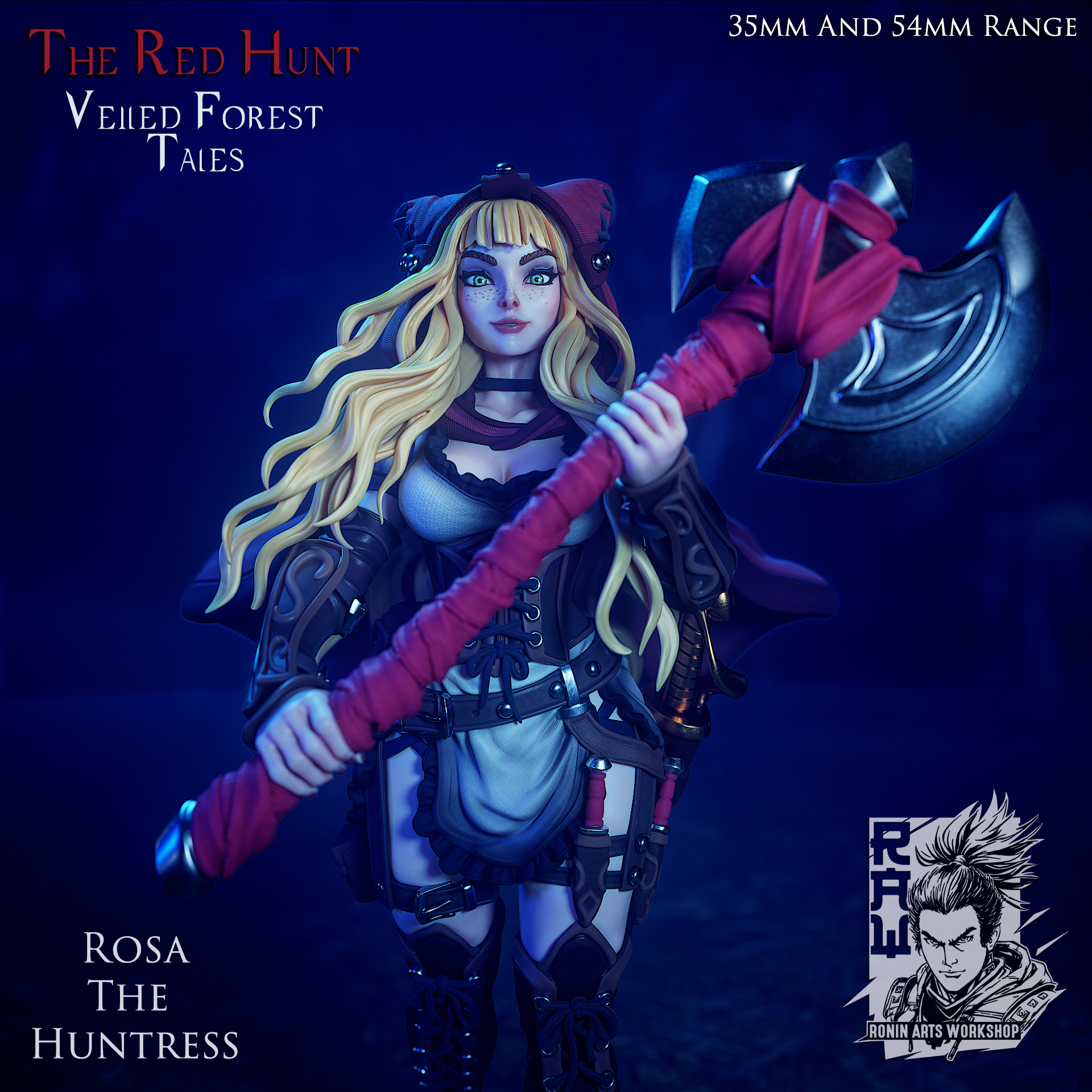 Resin Miniature - Rosa The Huntress (Red Riding Hood)
