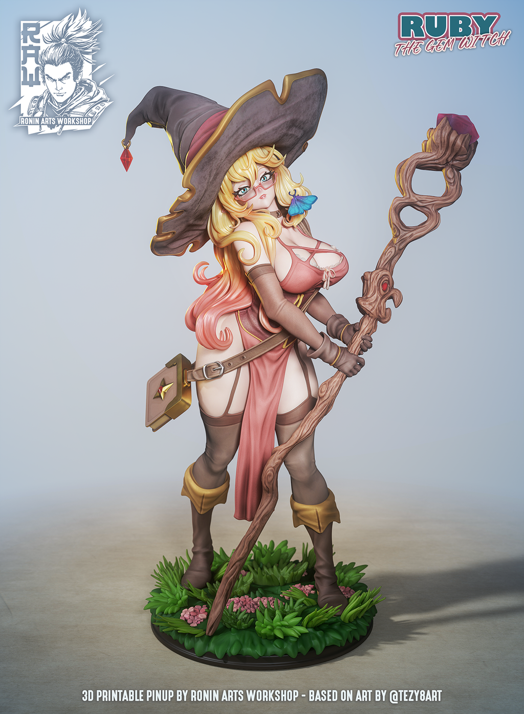 Resin Miniature - Ruby The Gem Witch - Sexy Witch PinUp