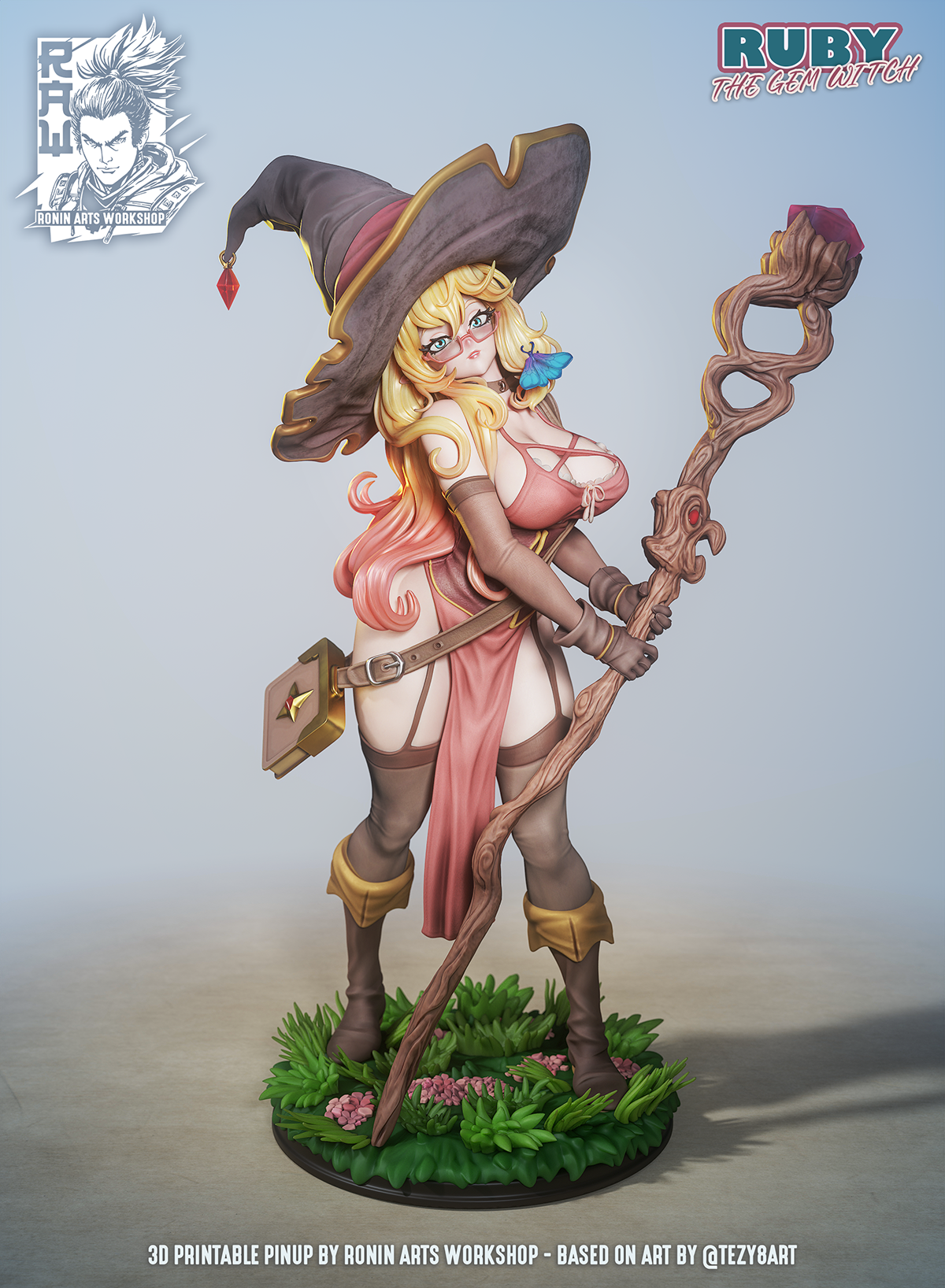Resin Miniature - Ruby The Gem Witch - Sexy Witch PinUp