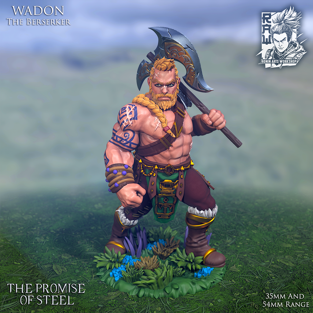 Resin Miniature - Wadon The Berserker - Warrior Dwarf
