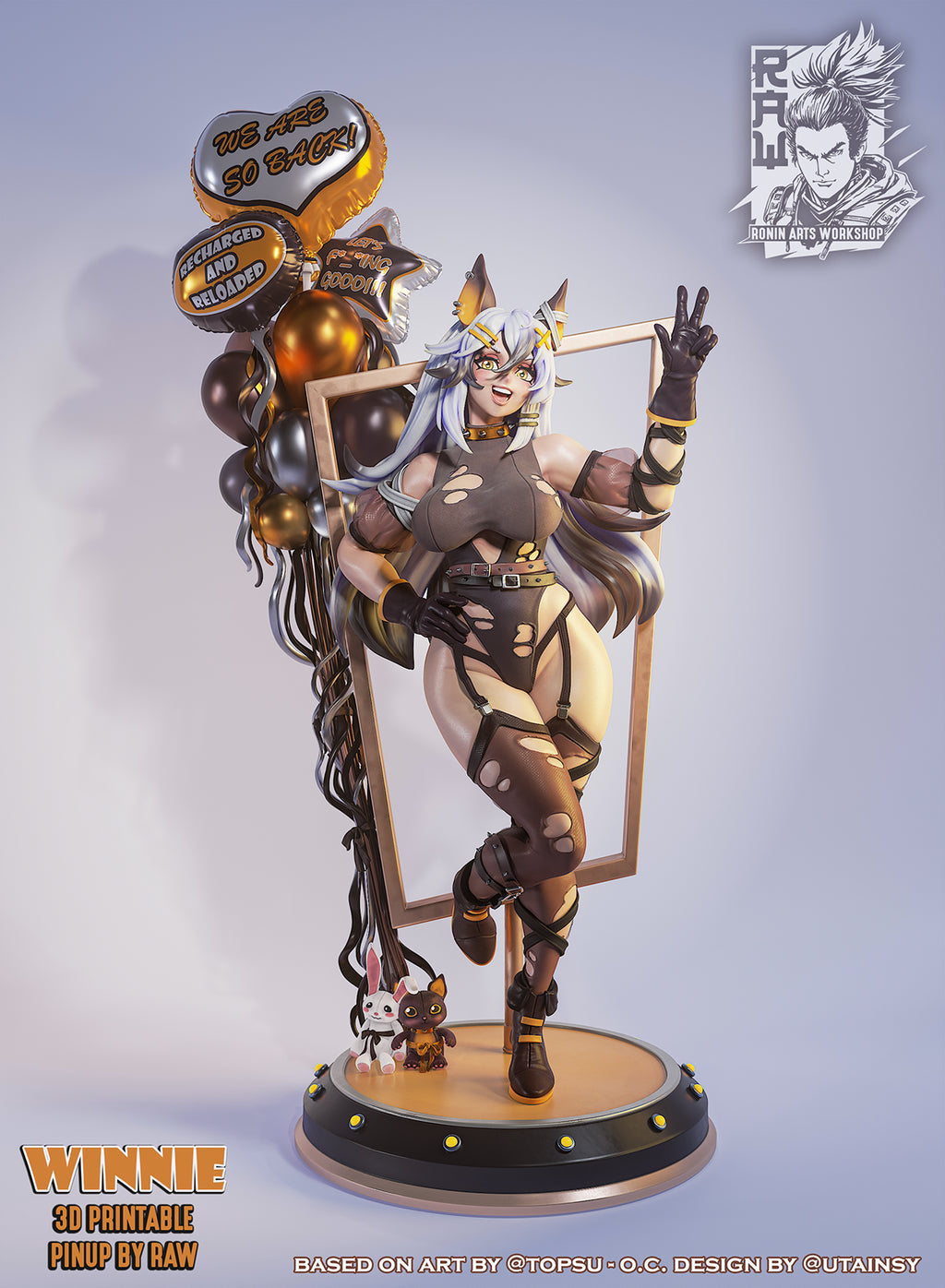 Resin Miniature - Winnie - Catgirl PinUp