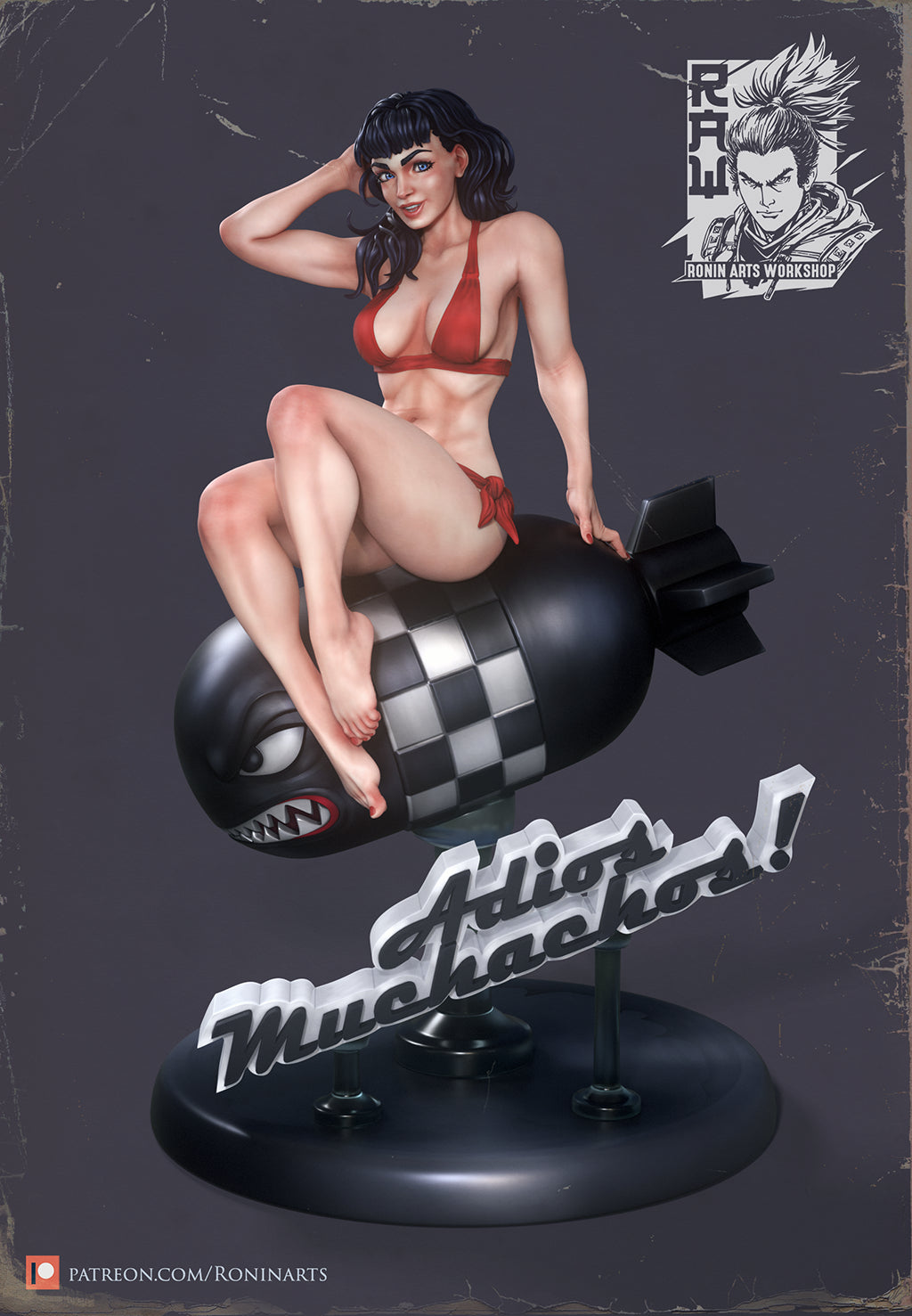 Resin Miniature - Adios Muchachos! Vintage Style Pin Up Figure