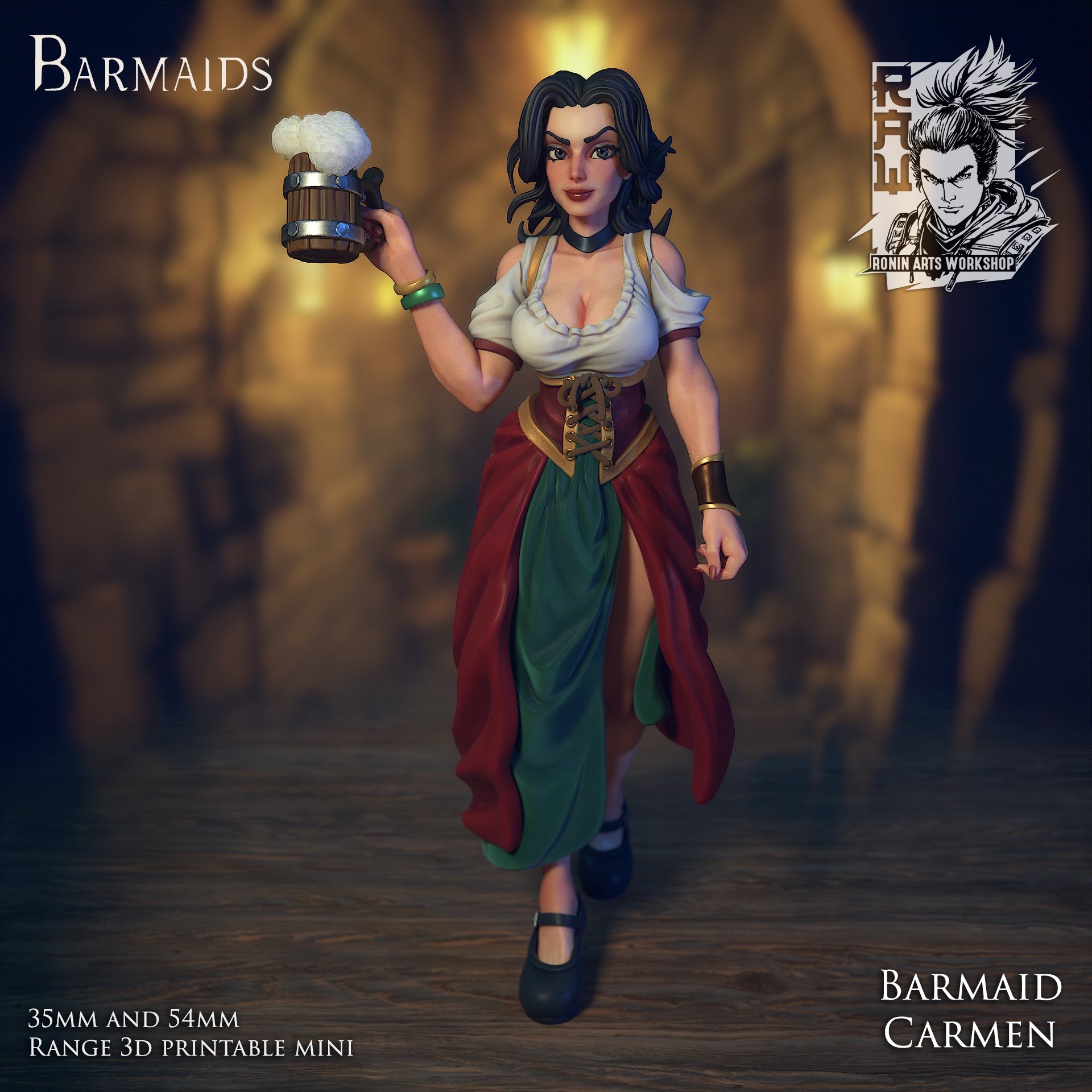 Resin Miniature - Barmaid Carmen
