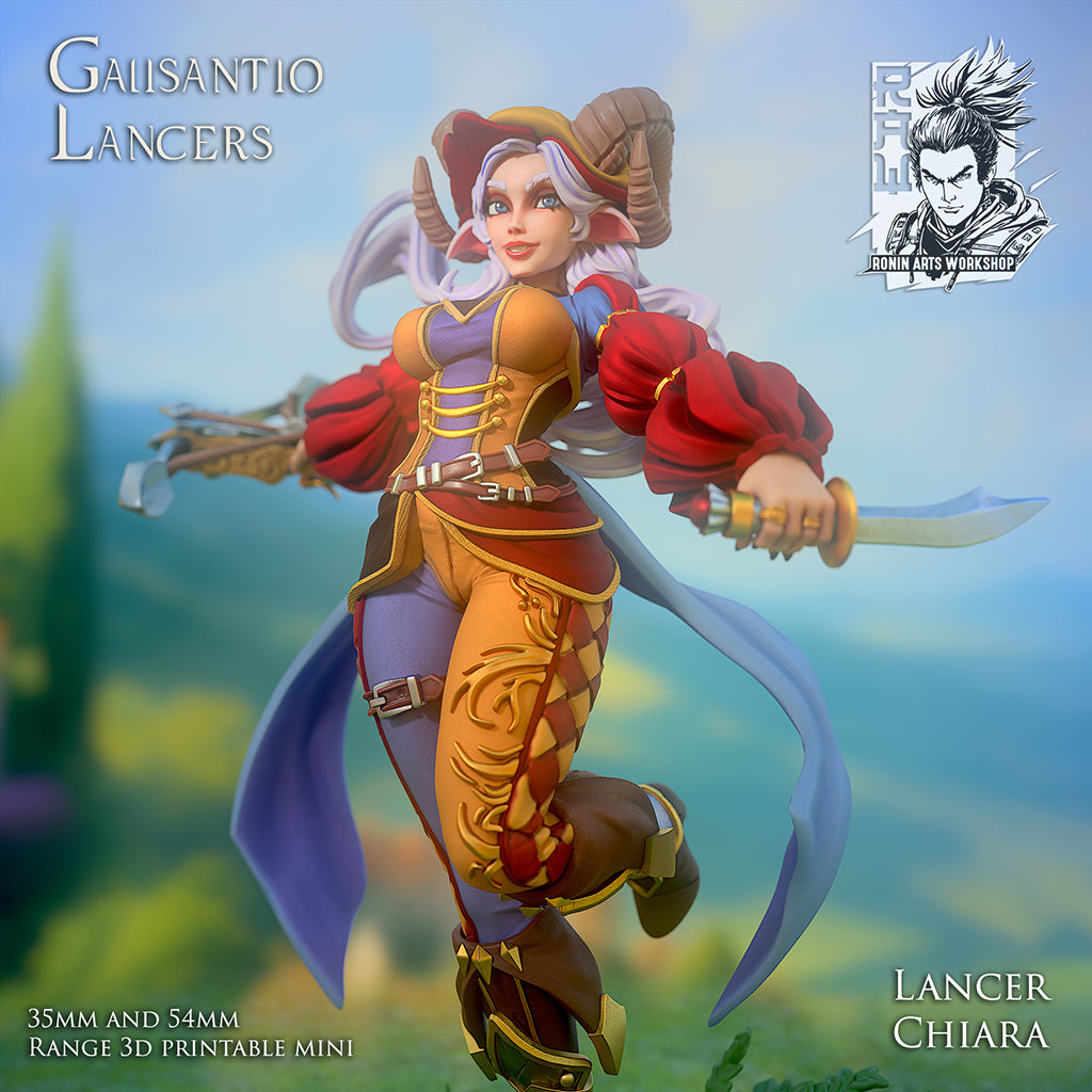 Resin Miniature - Chiara the Lancer - landsknecht style guard