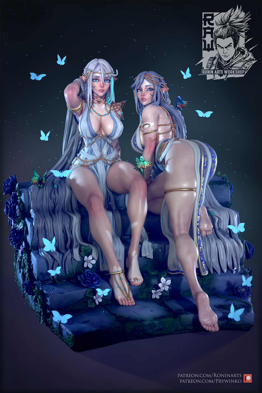 Resin Miniature - Ridia and Chrysi - Double Pin-Up Set