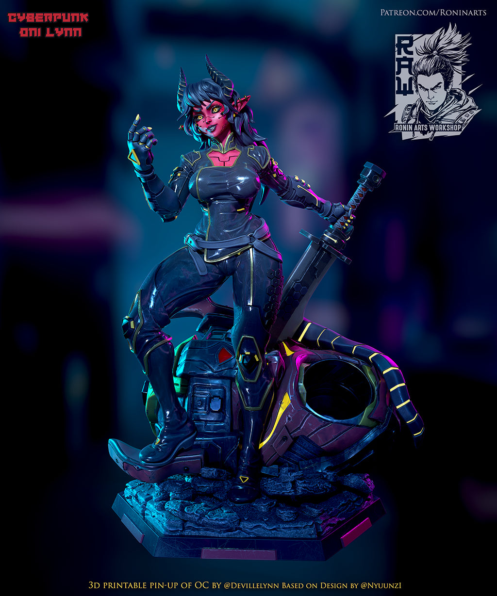 Resin Miniature - Cyberpunk Oni Lynn - Pin Up