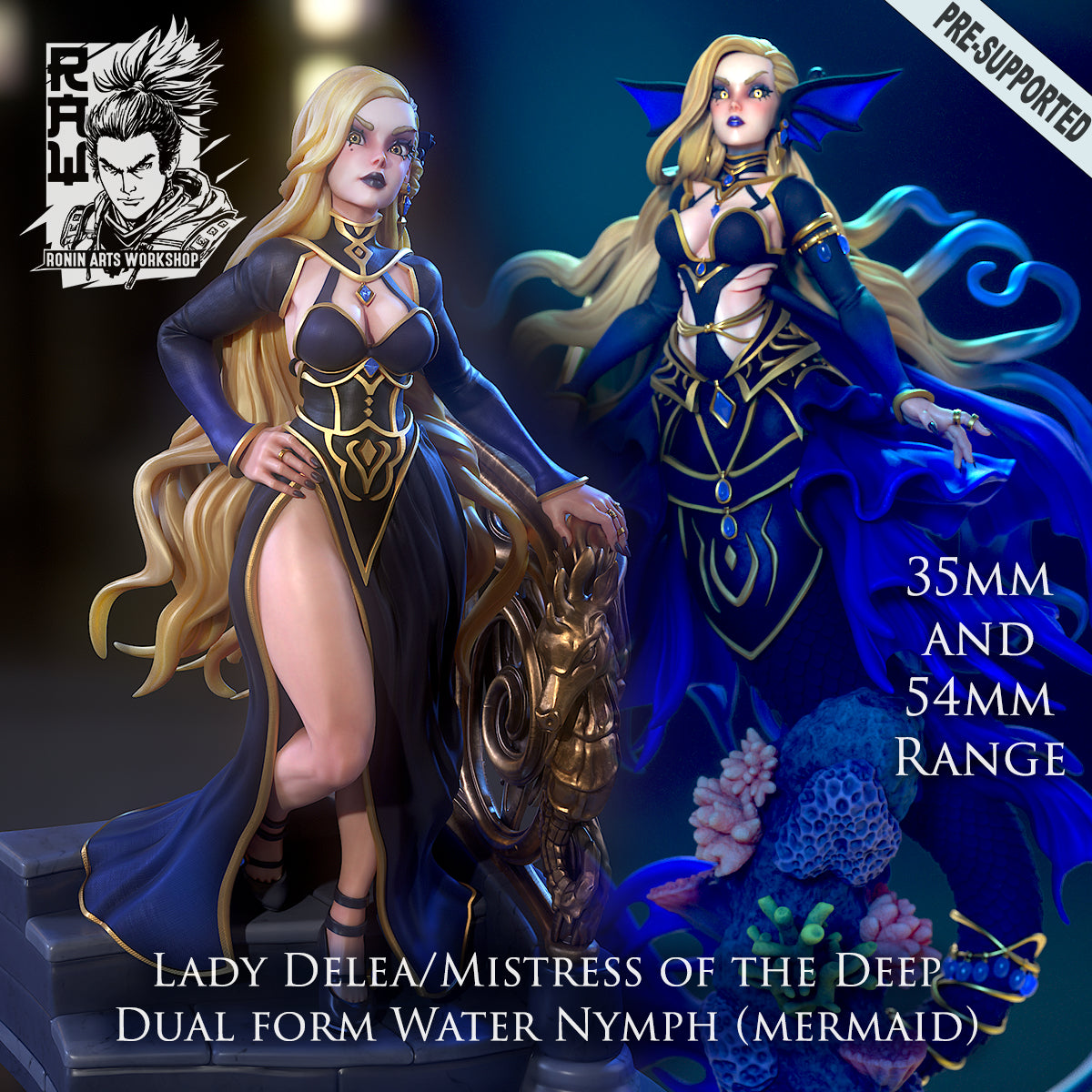 Resin Miniature - Delea Dual Mini - Shapeshifting Mermaid Infiltrator