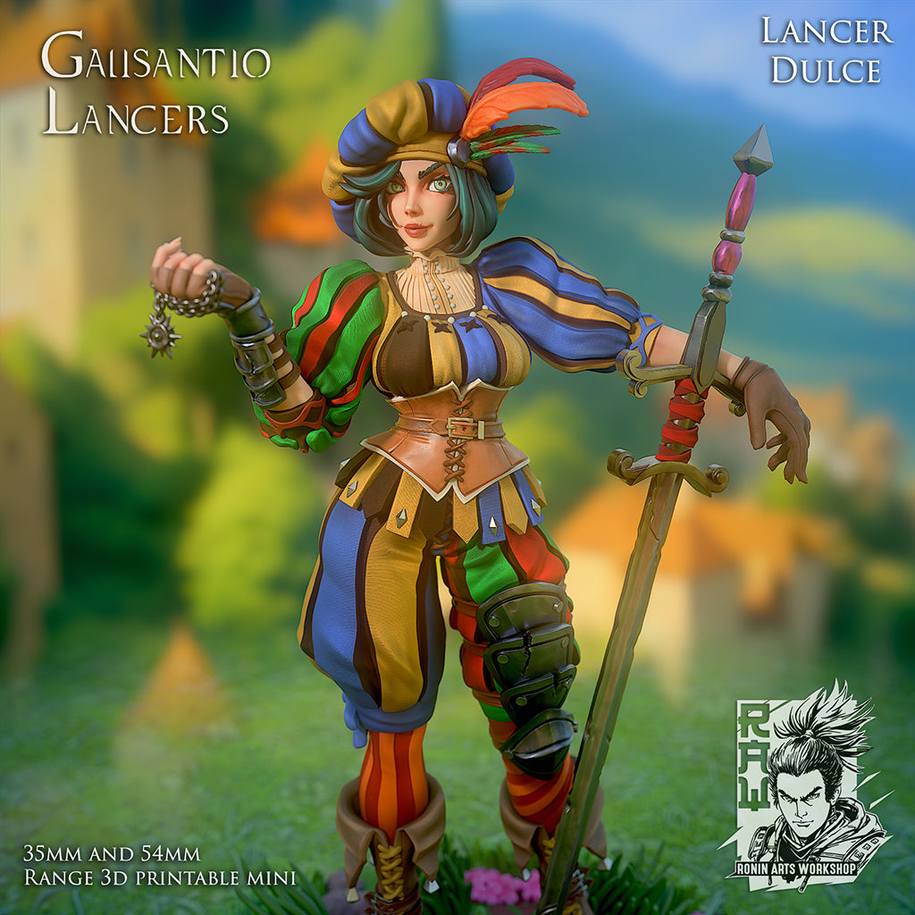 Resin Miniature - Dulce The Lancer - landsknecht style guard