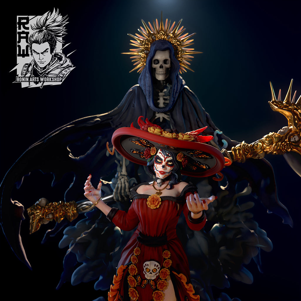 Resin Miniature - Countess Florentina - Dia de Muertos Catrina+Reaper