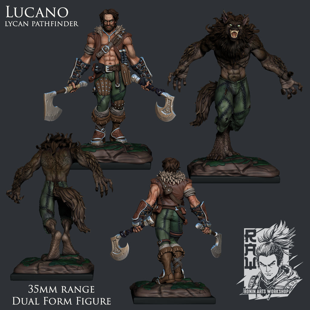 Resin Miniature - Lucano The Lycan Pathfinder - Dual Form Mini