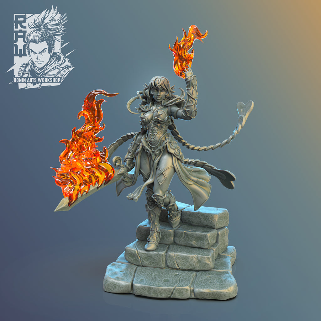 Resin Miniature - Moira - Elf Pyromancer