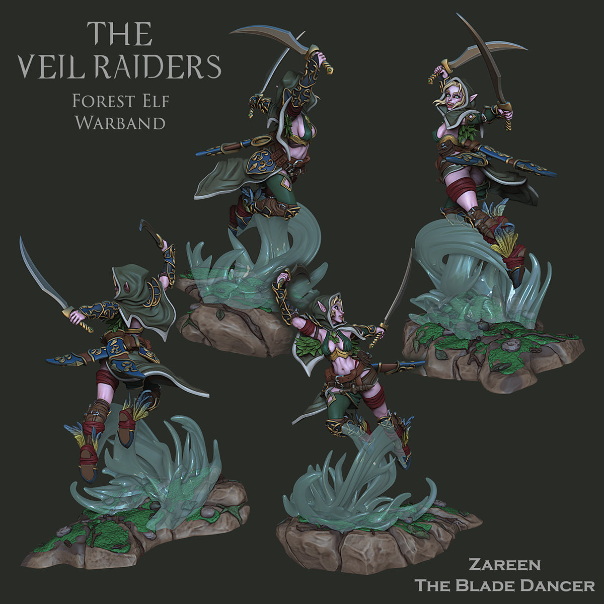 Resin Miniature - Zareen - Blade Dancer Forest Elf
