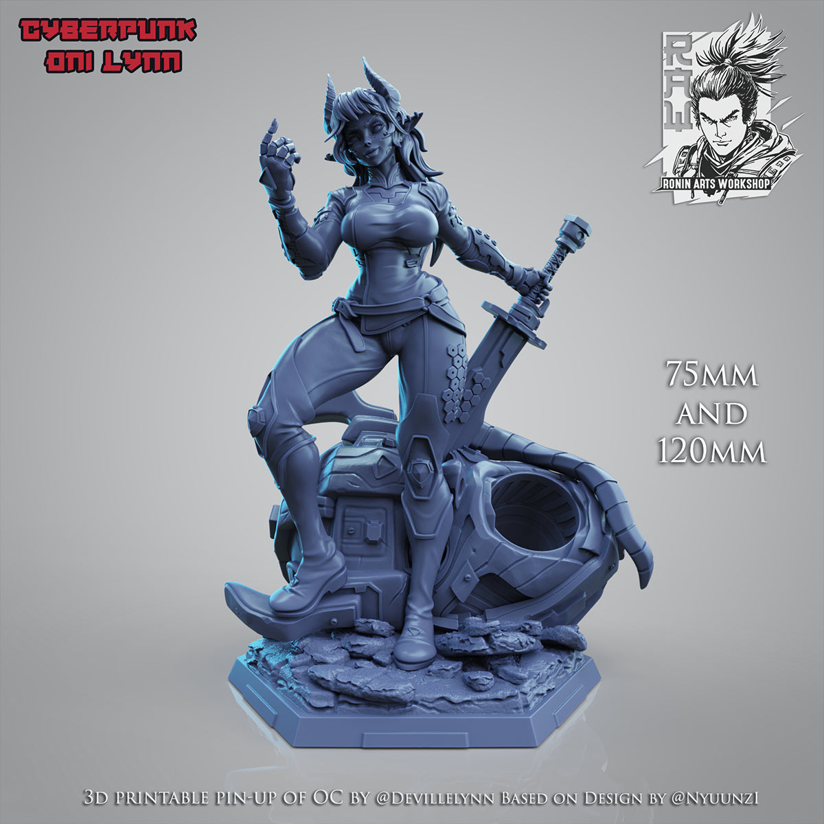 Resin Miniature - Cyberpunk Oni Lynn - Pin Up
