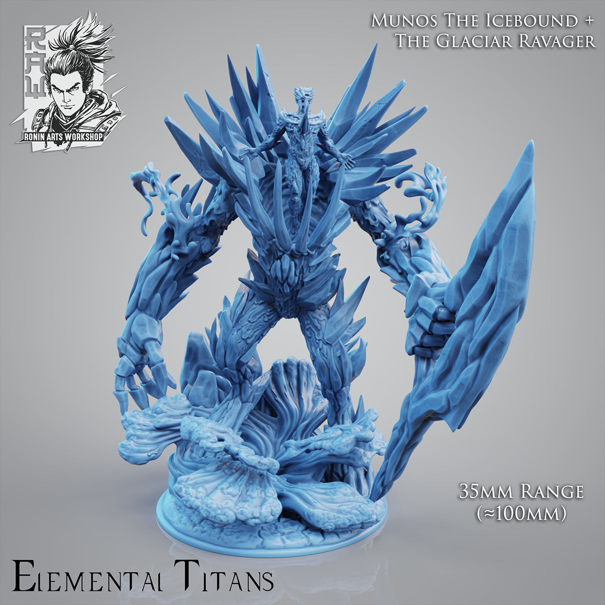 Resin Miniature - Ice Golem + Water Elemental Combo