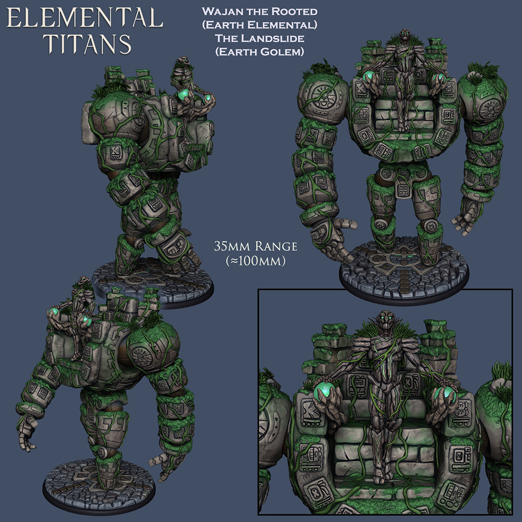 Resin Miniature - Earth Golem + Earth Elemental Combo