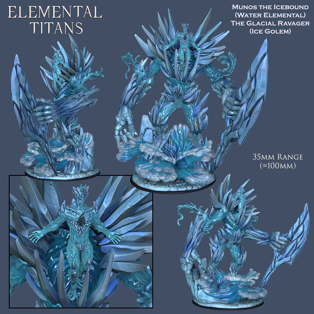Resin Miniature - Ice Golem + Water Elemental Combo