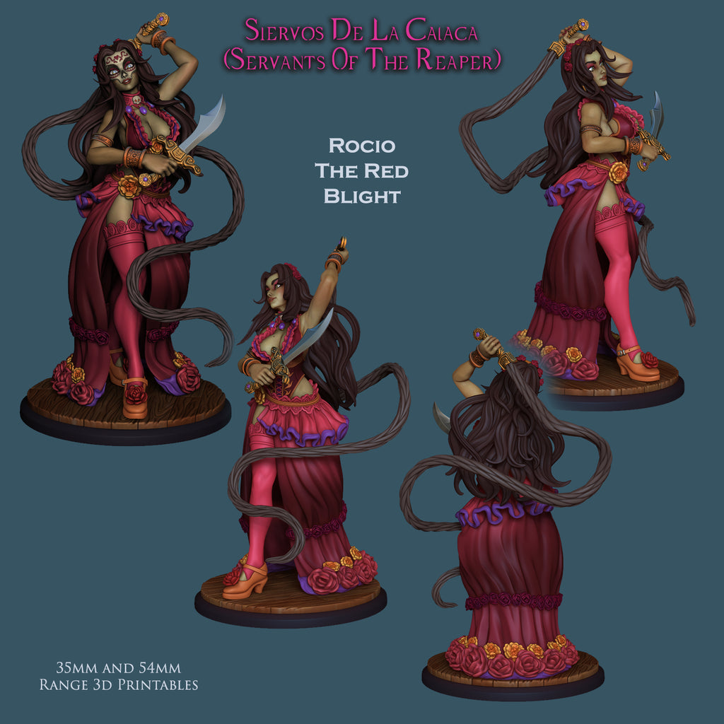 Resin Miniature - Rocio The Red Blight - Dia De Muertos Assassin