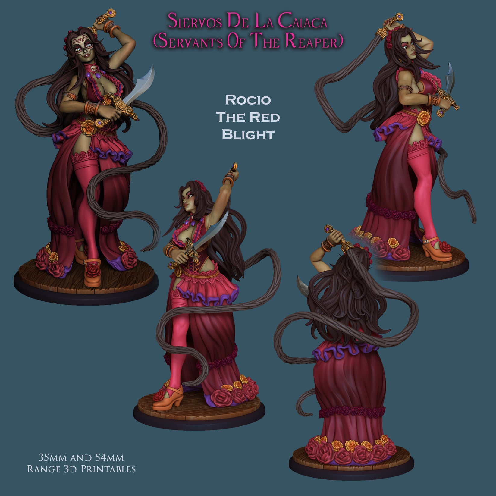 Resin Miniature - Rocio The Red Blight - Dia De Muertos Assassin
