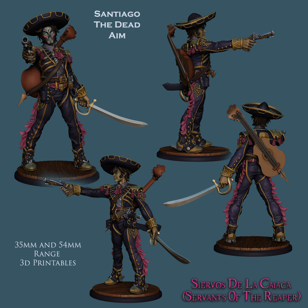Resin Miniature - Santiago The Dead Aim - Dia De Muertos Pistolero
