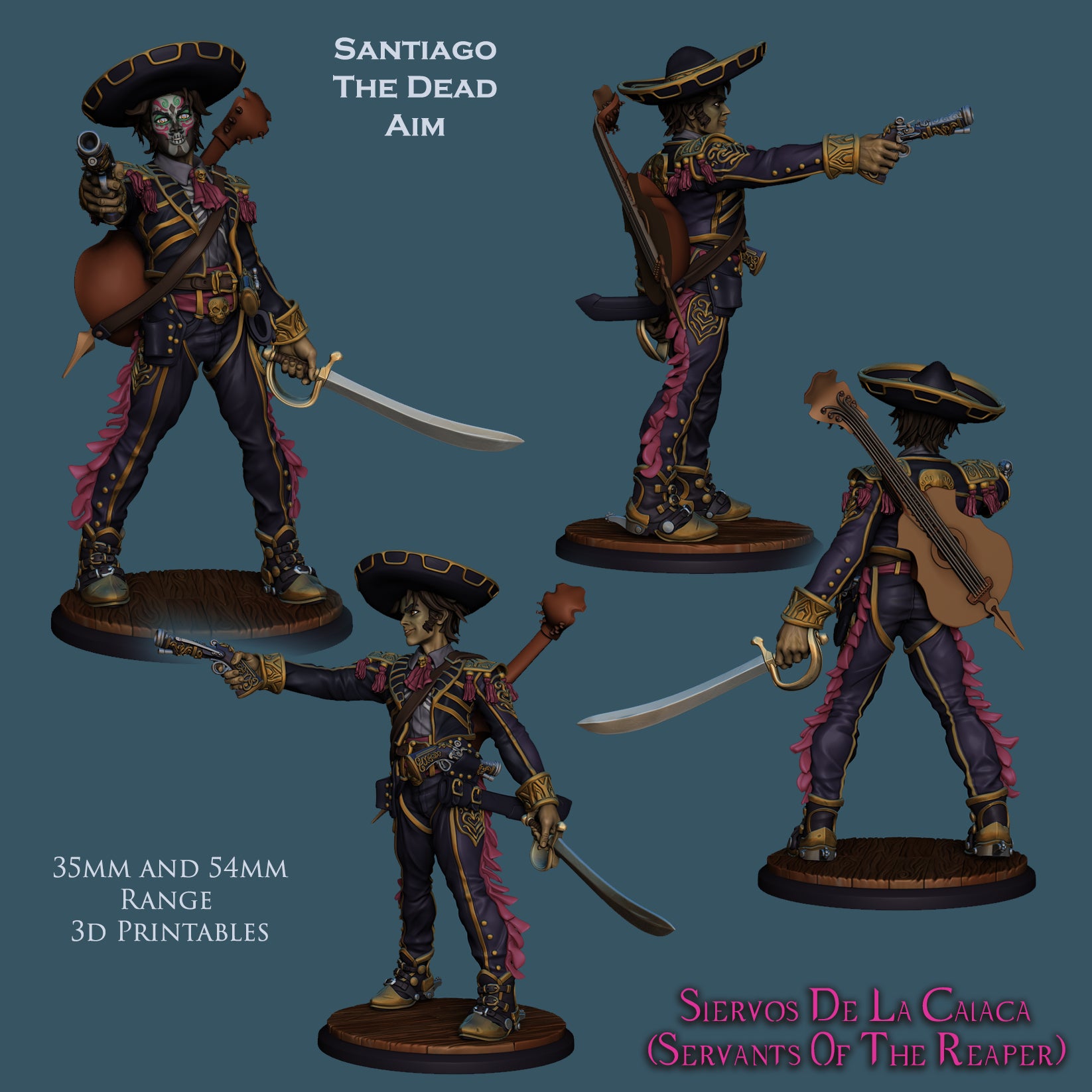 Resin Miniature - Santiago The Dead Aim - Dia De Muertos Pistolero