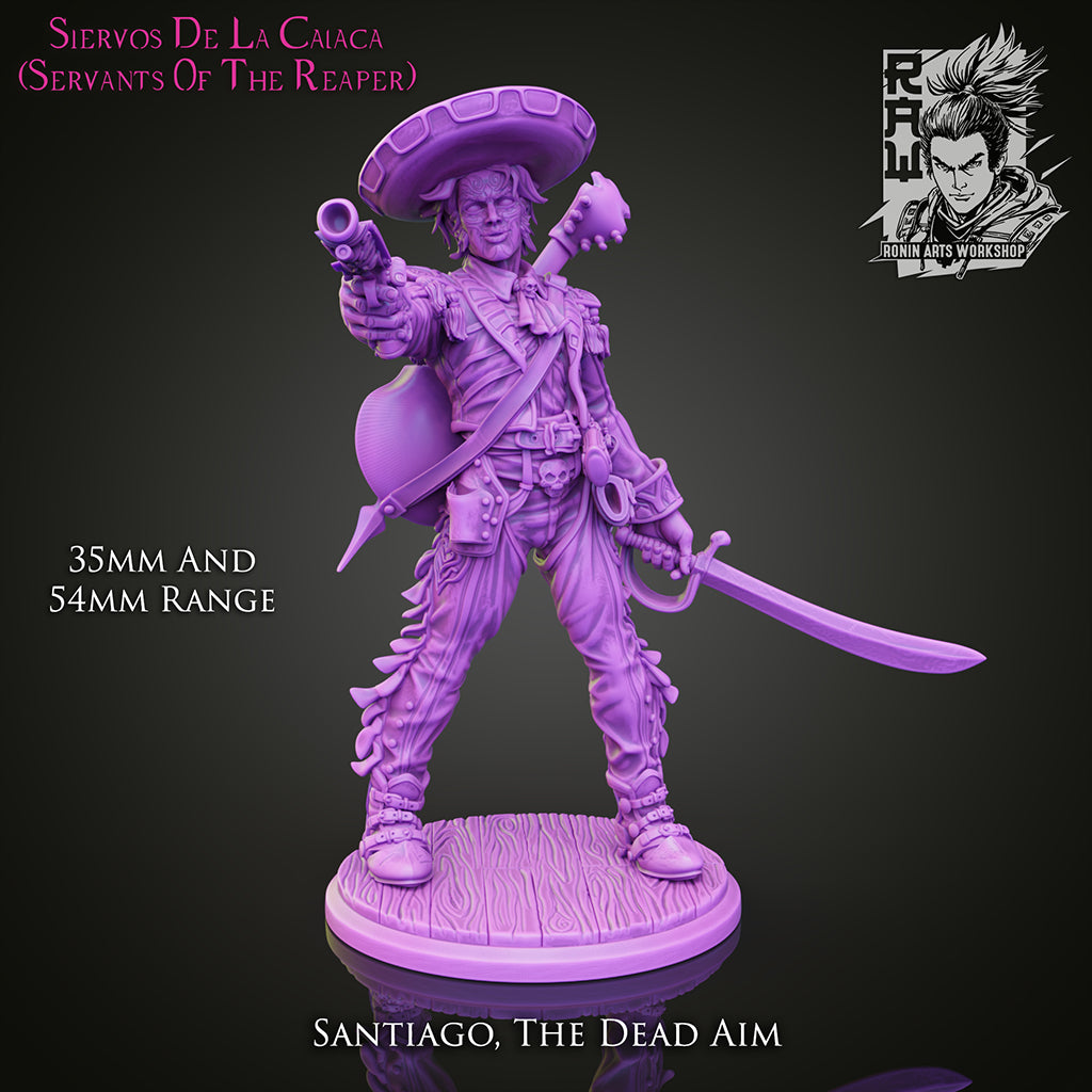 Resin Miniature - Santiago The Dead Aim - Dia De Muertos Pistolero