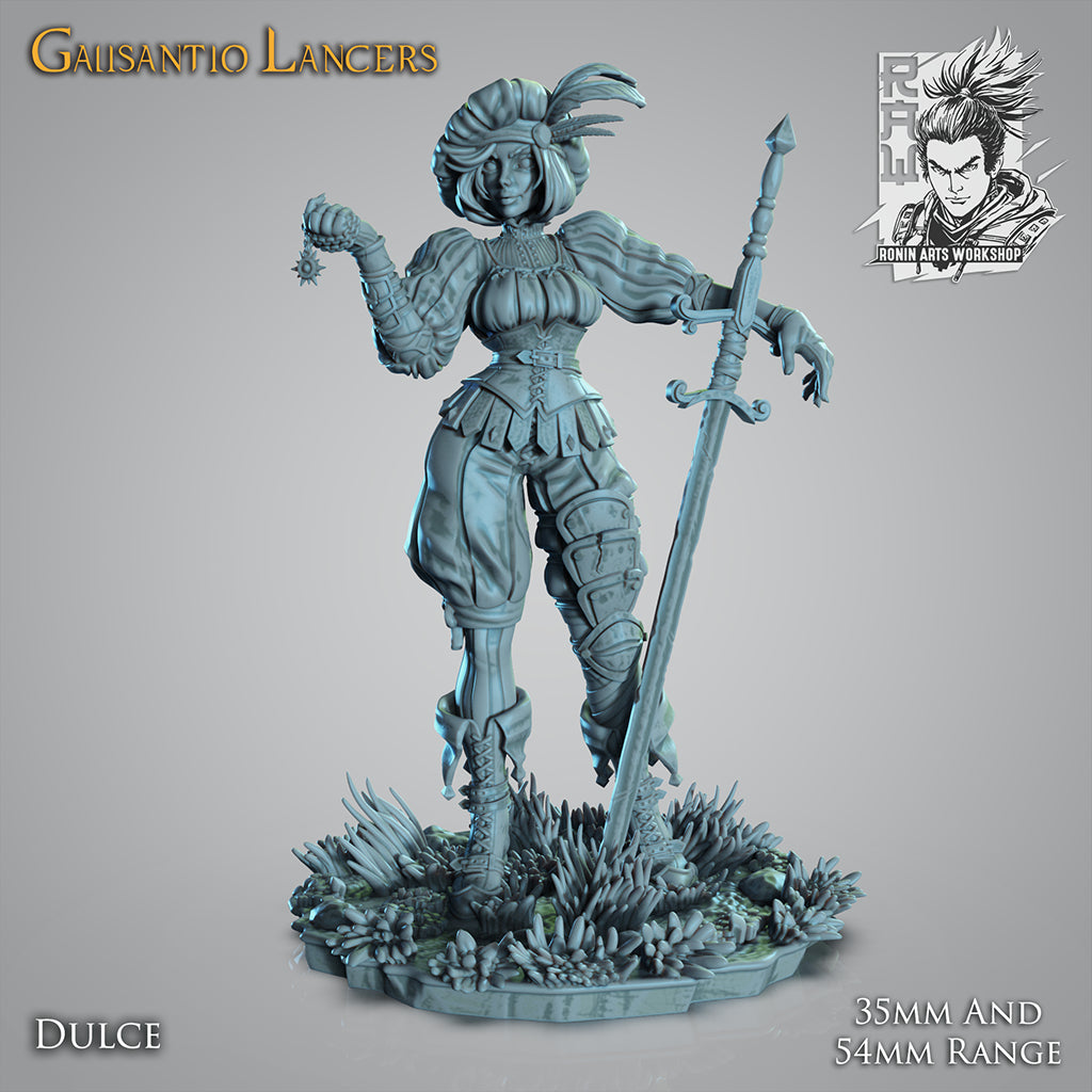 Resin Miniature - Dulce The Lancer - landsknecht style guard