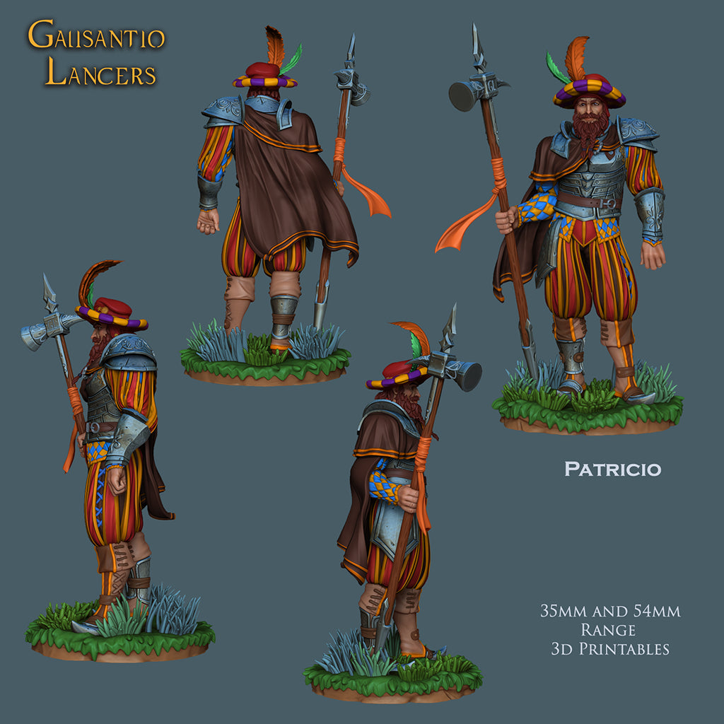 Resin Miniature - Patricio the Lancer - landsknecht style guard