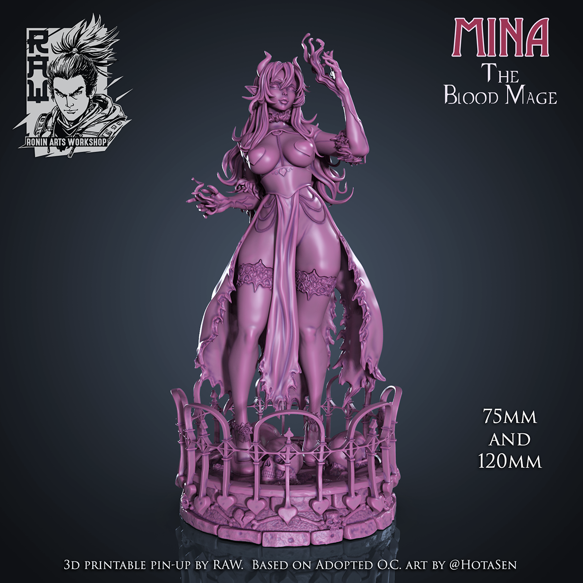 Resin Miniature - Mina The Bloodmage Pin Up