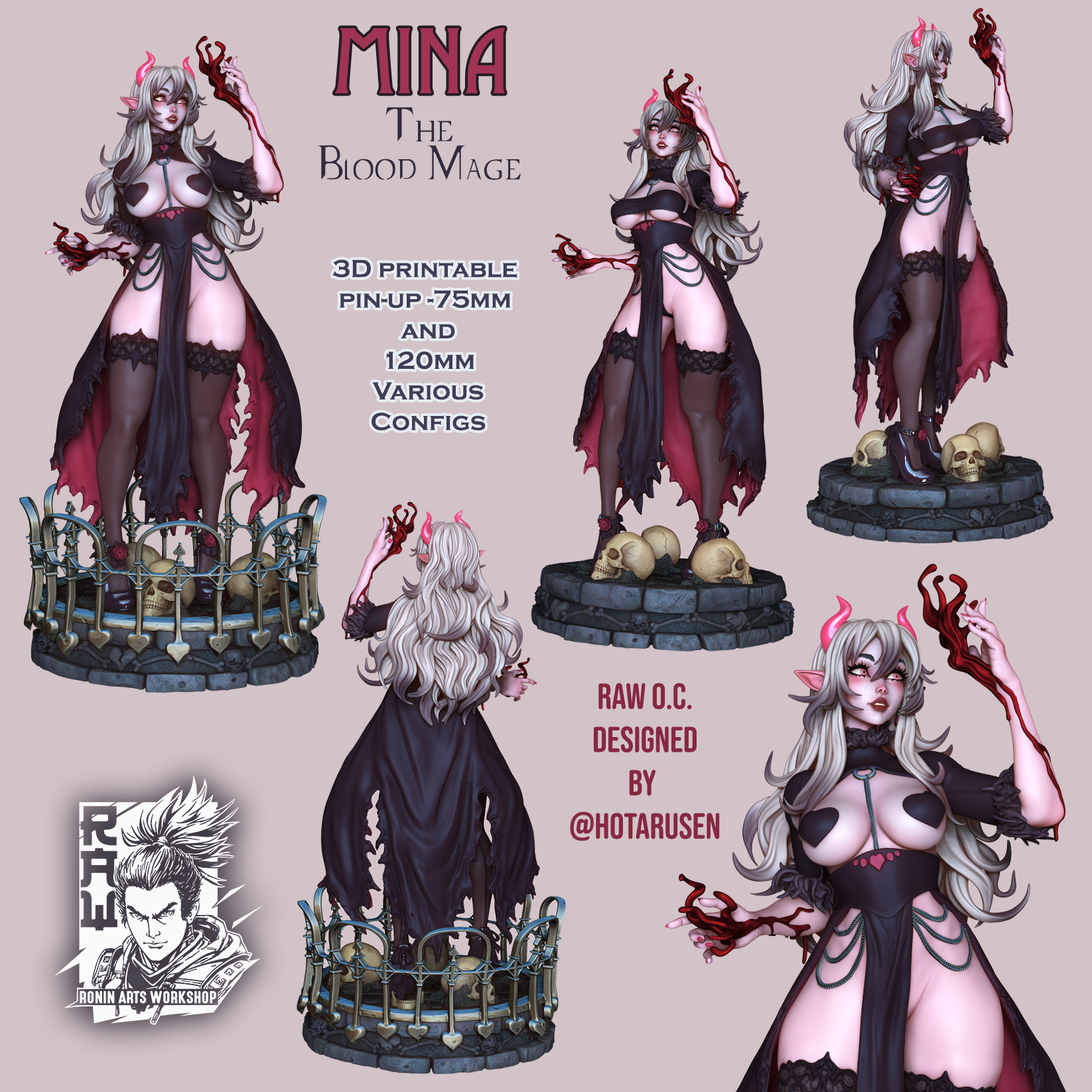 Resin Miniature - Mina The Bloodmage Pin Up
