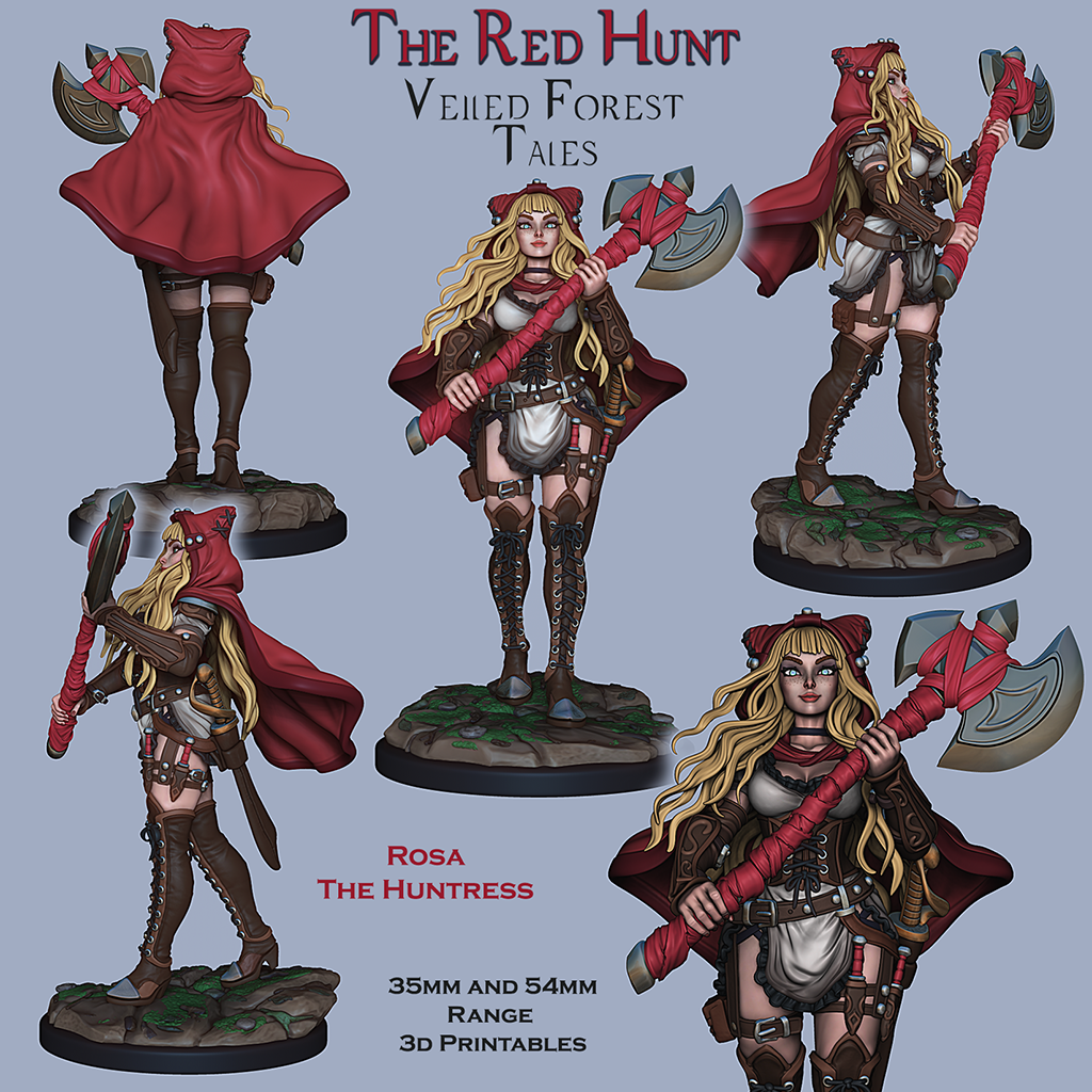 Resin Miniature - Rosa The Huntress (Red Riding Hood)